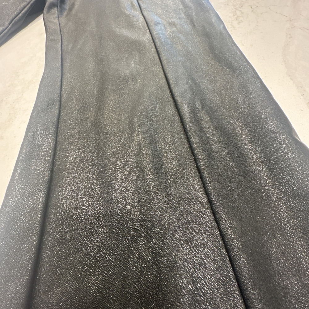 AMANDA UPRICHARD Black Elastic Waist High Rise Faux Leather Pants Women's Size M - Picture 2 of 12